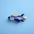 Molla per capelli in acetato a forma di razzo blu e bianco con strass scintillanti - 9.6CM*3.5CM / Astronave (Stile Razzo)