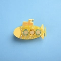 Pinza per capelli a forma di sottomarino giallo in acetato con strass colorati - 8cm*5cm / Sottomarino (Giallo)
