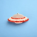 Pinza per capelli a forma di UFO in acetato rosso marmo con strass colorati e glitter - 8.5cm*4cm / UFO (Stile Disco)