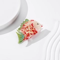 Fischförmige Haarklammer aus Acetat mit bunten Mustern im Ozean-Stil - 9cm / Rot