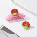 Haarklammer-Set aus Acetat mit rosa Pilz-Design und weißen Punkten für süße Frisuren - Kleine Haarklammer / Rot