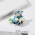 Pince à cheveux oiseau en acétate avec un élégant motif marbré bleu et violet - Vert Marin