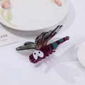Pince à cheveux libellule violette et verte en acétate pour des coiffures élégantes - Patchwork Violet/Vert (Libellule Noire) / Noir