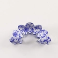 Pinza per capelli con stampa floreale blu e bianca in stile porcellana e bordi - Stile Floreale Porcellana (Modello B)