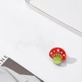 Mini mushroom hair claw clip with red and white polka dots and green acetate finish - Red Small