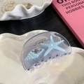 Translucent lavender acetate hair claw clip featuring blue starfish and shell seashell décor - Starfish Conch Style (8.5CM)