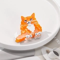 Süße Katzen-Haarklammer mit orangefarbenem Marmormuster aus hochwertigem Acetat - Orange Katze