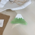 Dettaglio del fermaglio per capelli monte Fuji in acetato verde e bianco con brillantini - Verde 6.5*4cm