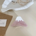 Dettaglio molletta per capelli a forma di Monte Fuji in acetato rosa con sfumatura perlata - Rosa 6.5*4cm