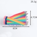 Detailansicht der Regenbogen-Stift-Haarklammer mit Maßen 8 cm Länge und 4,7 cm Höhe - Mittel / Bunte Bleistiftbündel Klammer