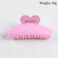 Roze hart haarclip met strassteentjes en pretty tekst, afmeting 10,5cm x 4,5cm - Lichtpaars met Strass