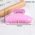 Rosa Herz-Haarklammer mit Strasssteinen und Pretty-Schriftzug, Größe 10,5cm x 4,5cm - Hellviolett mit Strass