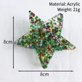 Haarklammer Sternform aus Acryl mit bunten Pailletten, Größe 8cm x 8cm, Gewicht 21g - Weihnachten Rot Grün Stern