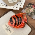 Fish-shaped hair claw clip in orange floral marble pattern with black stripes - 8.8cm / Red Striped Fish
