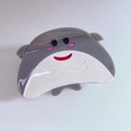 Cute gray and white cartoon ray fish acetate hair claw clip for a creative ponytail look - Gray and White Stingray