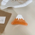 Pinza per capelli a forma di Monte Fuji in acetato arancione con glitter dorati e cima bianca - Arancione 6.5*4cm
