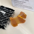 Detailed macro view of the translucent amber dog-shaped hair claw clip on a stylish mat - 8.3cm*5cm / 1#Caramel