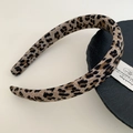 Fashionable leopard print fabric headband in brown and black vintage style for women - Light Leopard Medium Headband