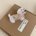 Close-up of cute dachshund dog hair claw clip made of marble texture acetate material - Brown / 8.3cmx5.0cm