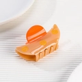 Pinza per capelli retrò in acetato a forma di ventaglio con motivi a monete dorate - Stile con Motivo a Monete d'Oro