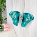 Teal butterfly hair claw clip in acetate finish with textured wings and metal spring - 11cm / Blue Swallowtail Butterfly