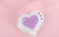 White heart hair claw clip with purple acrylic center and three small colorful rhinestones - Purple Heart