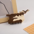 Cute brown and cream acetate goat hair claw clip for elegant back head hairstyles - 10.3cm