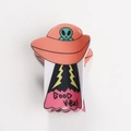 Detailansicht der orangefarbenen UFO-Alien-Haarklammer mit GOOD VIBES Text und Blitzmuster - Orange Rosa Alien (A)