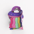 Cartoon UFO Katze Haarklammer mit buntem Regenbogenstrahl aus glänzendem Acryl - Lila UFO Katze (B)