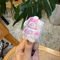 Close-up of cute pink and white pearlescent acetate dog hair claw clip detail - Pink White