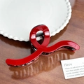 Pinza per capelli rossa lucida dal design moderno e aerodinamico con molla in metallo - Molla a Nastro (13cm)