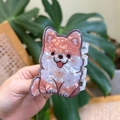 Cute Shiba Inu acrylic hair claw clip with pearlescent finish for stylish hair styling - Sitting Smiling Dog