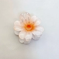 Vue détaillée de la pince à cheveux plumeria avec dégradé de rose et d'orange - Blanc Cœur Orange Tournesol