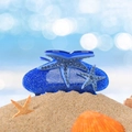 Sparkling dark blue starfish hair claw clip with rhinestones on beach sand - Blue 8.7cm
