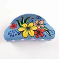 Funkelnde hellblaue Haarklammer mit Vintage-Blumenmuster für Damenfrisuren - Blau Glitzer Blumen