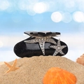 Pince à cheveux étoile de mer noire brillante avec strass sur fond de plage d'été - Noir 8.7cm
