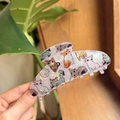Graziosa pinza per capelli in acrilico con stampa gatti e finitura perlata per donna - Gatti Multipli