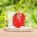 Pinza para el pelo con diseño de pimiento rojo y diamantes sobre base de piedra blanca - Pinza Pimiento Rojo