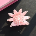 Pink marble texture flower hair claw clip with white pearl and sparkling rhinestones - Style B Sunflower