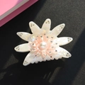 Pearlescent white flower hair claw clip with central pearl and sparkling rhinestones - Style C Sunflower