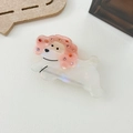 Detalle de una pinza para el pelo con forma de perro y diamantes de colores sobre blanco - Blanco Deslumbrante (9cm)