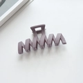Morandi purple matte finish wave claw clip with large geometric hollow design - Purple