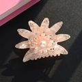 Pink marble acetate flower hair claw clip with pearl and rhinestones for elegant styling - Style D Sunflower