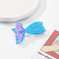 Mermaid tail hair claw clip in bright blue acetate with shimmering scales and pink accents - Sky Blue 9.3cm