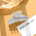 Pince à cheveux argentée pailletée en acétate pour des coiffures élégantes - Pince à Cheveux Argentée / 9cm