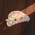 Molla per capelli in acetato marmo rosa con strass e motivo insetto verde - Rosa Chiaro 8.6cm