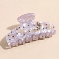 Detalle de pinza para el cabello lila jaspeado con luna, estrellas doradas y diamantes - 9.5CM / Gris