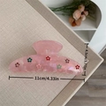 Pince à cheveux fleur rose avec strass et détails de taille 11cm/4,33 pouces - Pince à Cheveux Rose Lingot