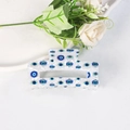 Translucent white rectangle hair claw clip with blue evil eye patterns for women - Royal Blue and Gold Evil Eye Style (A3-2-5)