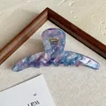 Vue détaillée de la pince à cheveux en acétate avec motif marbré violet et bleu - 2# Violet 10.5cm